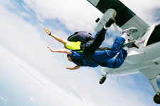 Charlotte jumping out of a perfectly good plane